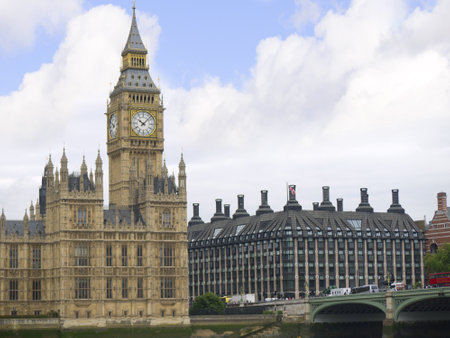 Westminster Bridge and the Houses of Parliament in London Englandのeditorial素材