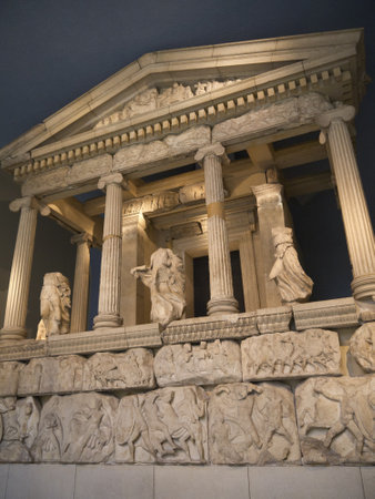 Reconstructed Greek temple in Museum in London Englandのeditorial素材