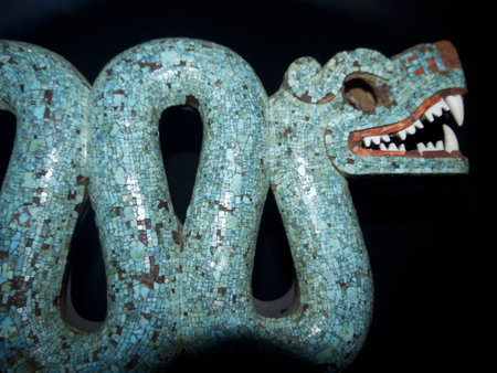 Mexican Turquoise Covered Artifact in Museum in London Englandのeditorial素材