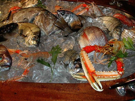 Shellfish meal at restaurant in Rethymno Crete Greeceのeditorial素材