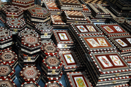 Inlaid boxes on the Market at Benalmadena Costa Del Sol Spainのeditorial素材