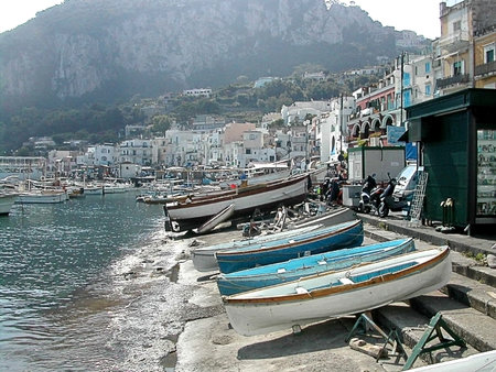 The Marina Grande Harbour on the Beautiful Island of Capri in Southern Italyのeditorial素材