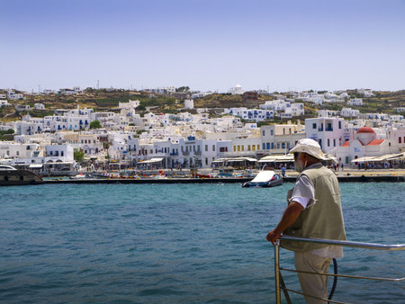 Harbour at Chora on the Island of Mykonos Greeceのeditorial素材