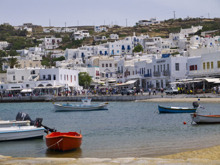 Harbour at Chora on the Island of Mykonos Greeceのeditorial素材