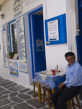 Narrow Street in Chora the Main town on the island of Mykonos Greeceのeditorial素材