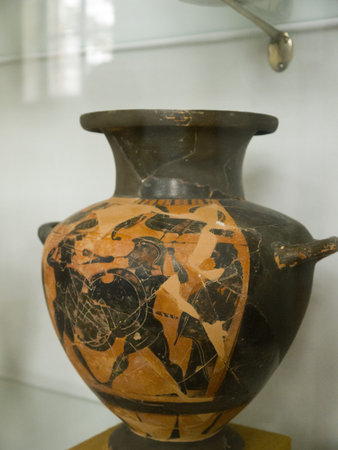 Greek Vase in Museum in Chora on the Island of Mykonos Greeceのeditorial素材
