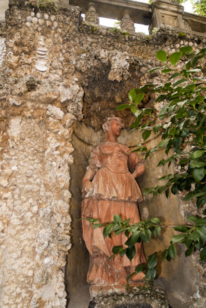 The beautiful gardens of the Villa Gamberaia overlooking Florence at Settignano near Florence. This small garden open to the public has many of the typical features of Italian Gardens.のeditorial素材