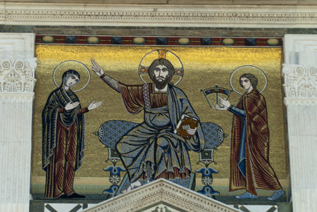 Mosaic on the facade of the church of San Miniato in Florence Italyのeditorial素材