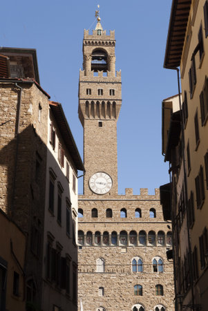 The Tower of the Palazzo Vecchio in Florence Italyのeditorial素材