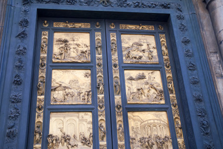 Gates of Paradise, Florence Baptistry by Lorenzo Ghiberti 1425-1452, in Florence Italyのeditorial素材
