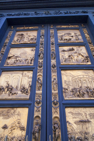 Gates of Paradise, Florence Baptistry by Lorenzo Ghiberti 1425-1452, in Florence Italyのeditorial素材