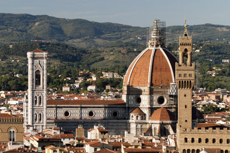 View of the Duomo from the Belvedere Fortress Florence Italyのeditorial素材