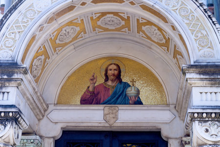 Mosaic on Tomb in the Cemetery of Florence Tuscany Italyのeditorial素材