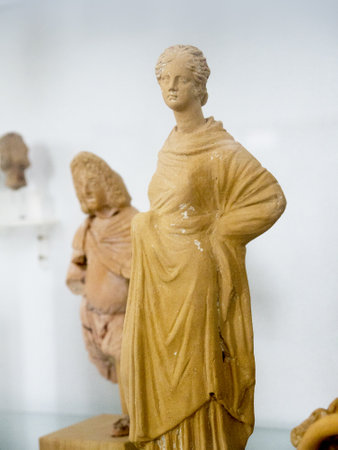 Ancient Greek Pottery items in Archaeological Museum in Mykonos Greeceのeditorial素材