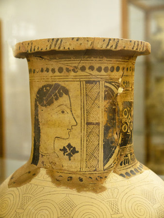 Greek Vase in Museum in Chora on the Island of Mykonos Greece