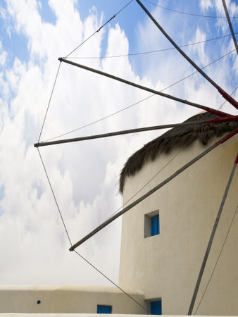 The Windmills on the beautiful Island of Mykonos in the Cyclades Islands Greeceのeditorial素材
