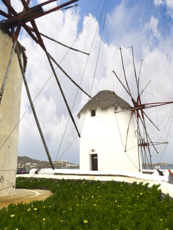 The Windmills on the beautiful Island of Mykonos in the Cyclades Islands Greeceのeditorial素材