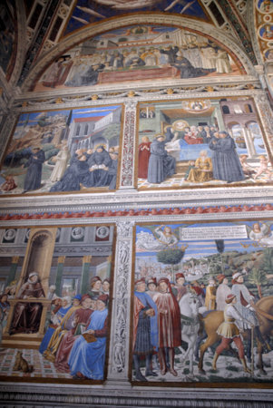 Fresco in San Gimignano Tuscany Italyのeditorial素材