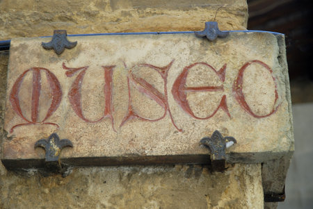 Sign for the museum in San Gimignano Tuscany Italyのeditorial素材