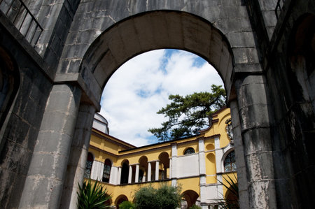 The Gardens of Il Vittoriale the Home of Italian Poet and soldier Gabrieli D Annunzio in Gardone Italyのeditorial素材