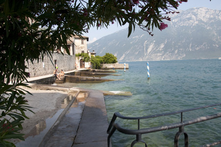 The Lovely Town of Limone on the shores of Lake Garda In Northern Italian Lakes Italyのeditorial素材