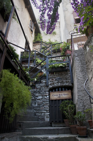 The Lovely Town of Limone on the shores of Lake Garda In Northern Italian Lakes Italyのeditorial素材