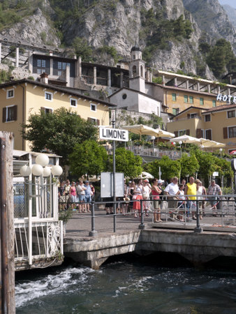 The Lovely Town of Limone on the shores of Lake Garda In Northern Italian Lakes Italyのeditorial素材