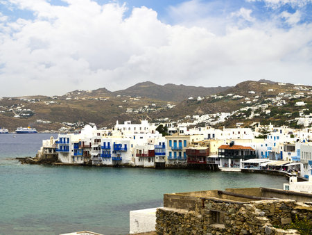 Chora the Main Town on the Island of Mykonos Greeceのeditorial素材
