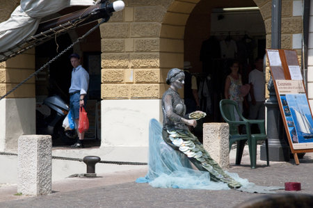 The Mermaid in Harbour at Malcesine on Lake Garda in Northern Italyのeditorial素材