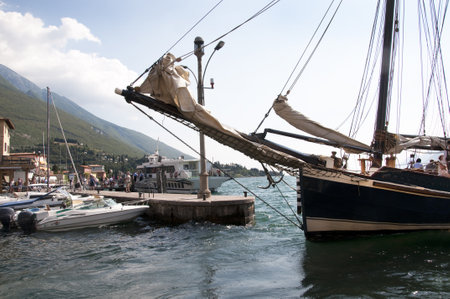 The Harbour at Malcesine on Lake Garda in Northern Italyのeditorial素材