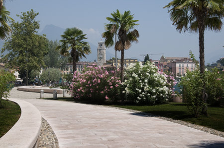 Riva del Garda is one of the lovely small towns on this lake in Northern Italy. Lake Garda is a popular European tourist destination situated near the Dolomites and Italian Alpのeditorial素材
