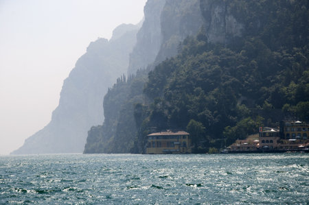 Riva del Garda is one of the lovely small towns on this lake in Northern Italy. Lake Garda is a popular European tourist destination situated near the Dolomites and Italian Alpのeditorial素材