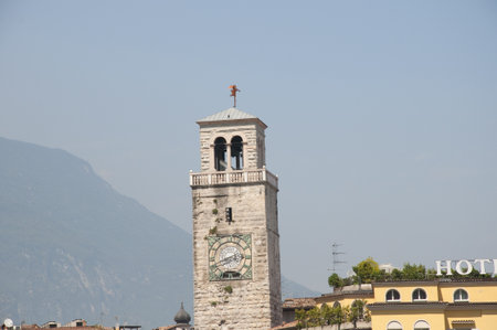 Riva del Garda is one of the lovely small towns on this lake in Northern Italy. Lake Garda is a popular European tourist destination situated near the Dolomites and Italian Alpのeditorial素材