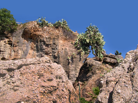 Cliffs behind the Burriana Beach in Nerja Andalucia Spainのeditorial素材