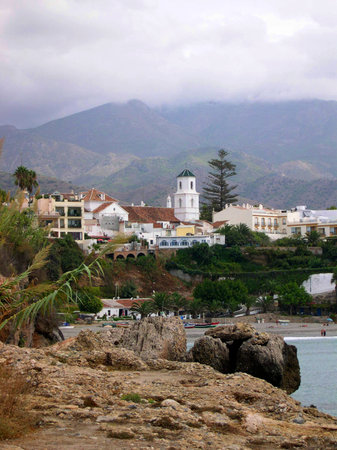 Nerja, a sleepy Spanish Holiday resort on the Costa Del Sol  near Malaga, Andalucia, Spain, Europeのeditorial素材