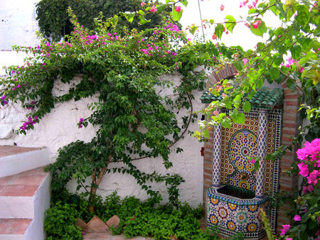 Courtyard in Frigiliana one of the most beautiful のeditorial素材