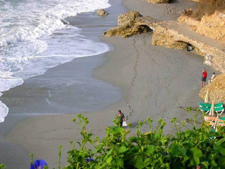 View over the Burriana Beach in Nerja Spain          のeditorial素材