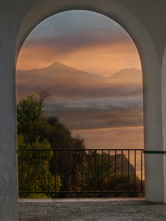 Sunset on the Balcon de Europa in Nerja Spain            のeditorial素材