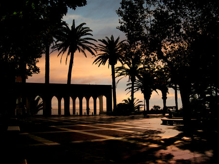 Sunset on the Balcon de Europa in Nerja Spain            のeditorial素材