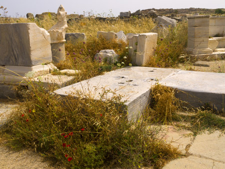 The Temple Island of Delos in the Cyclades Islands Greeceのeditorial素材