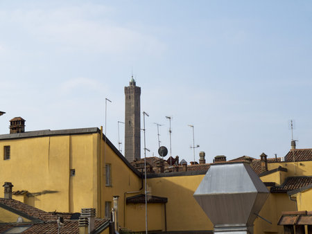Beautiful Medieval City of Bologna Italy. Bologna is the capital city of Emilia-Romagna, in the Po Valley of Northern Italyのeditorial素材