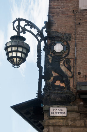 Main Piazza of the Beautiful City of Bologna Italyのeditorial素材