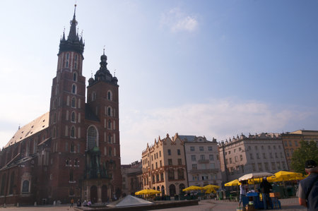 The Church of Mariacki or St Marys Church in Krakow Polandのeditorial素材