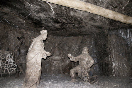 Rock salt carving in the Salt Mine in Wieliczka Polandのeditorial素材