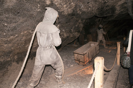 Tableau of working conditions through the ages in the Salt Mine in Wieliczka Polandのeditorial素材