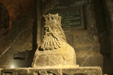 Rock salt statue in the Salt Mine in Wieliczka Polandのeditorial素材