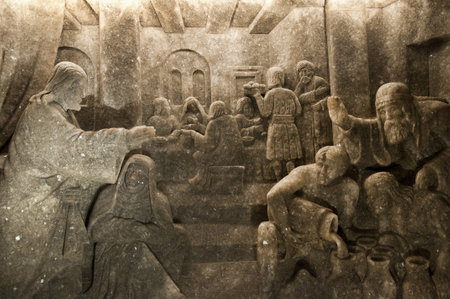Rock salt carving in the Salt Mine in Wieliczka Polandのeditorial素材