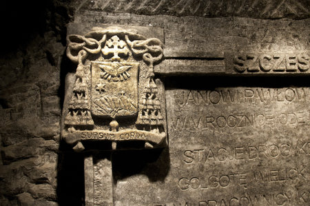 Rock salt carving in the Salt Mine in Wieliczka Polandのeditorial素材