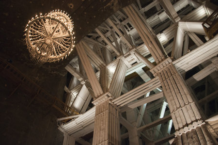 Rock Salt Chandelier in the Salt Mine in Wieliczka Polandのeditorial素材