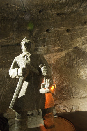 Rock salt statue in the Salt Mine in Wieliczka Polandのeditorial素材